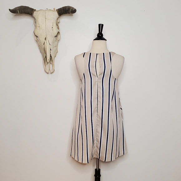 Lulu's Broad Horizons Beige Striped Shift Dress - Picture 6 of 8